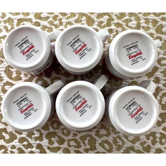 6 Set VTG 1981 Campbells Soup Porcelain Mugs Corning Glass Works Microwave Safe - Picture 2 of 8